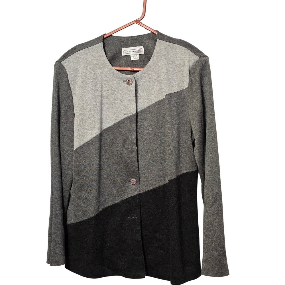 Pablo Collection‎ Womens Size 18 Colorblock Grey Black Button Front USA